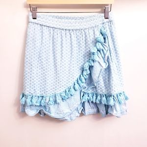 Cecilie Copenhagen Sonja Patterned Tassel Layered Pull On 100% Cotton Skirt Sz S